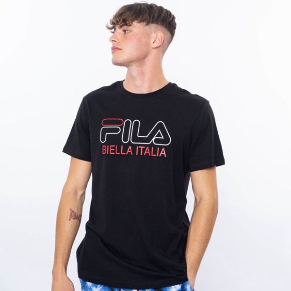 Camisetas Manga Corta Fila Hombre Negras - Biella - España 904537IMV